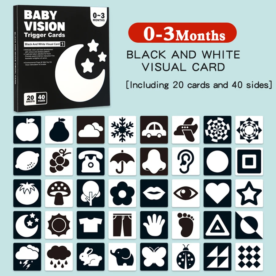 Baby Visual Stimulation Cards Montessori High Contrast Flash Cards