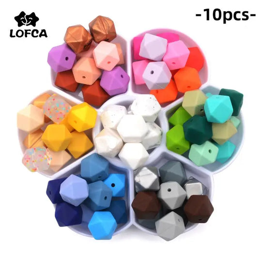 Silicone Hexagon Beads 10pcs Food Grade DIY Jewelry Making