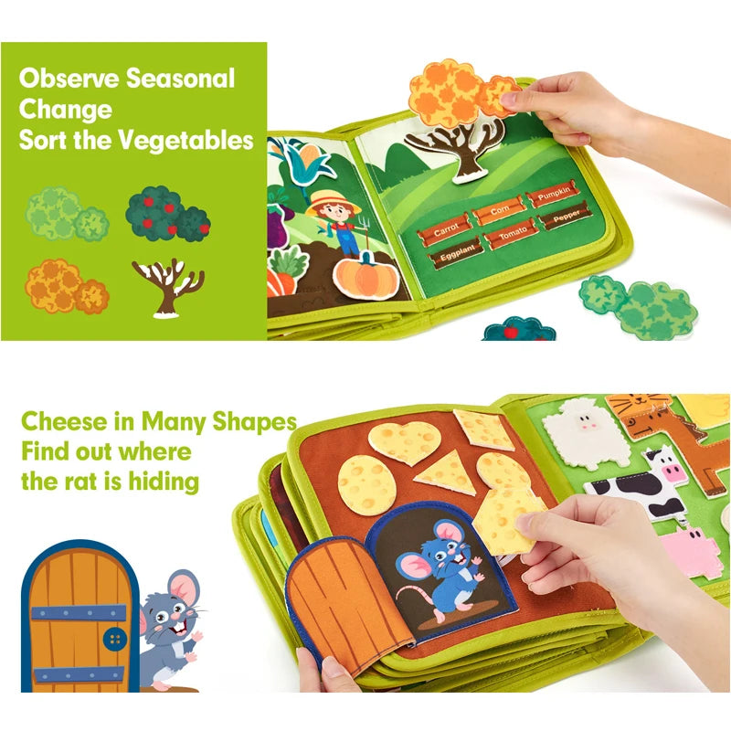 Montessori Busy Book Farm Animal Felt Learning Toy
