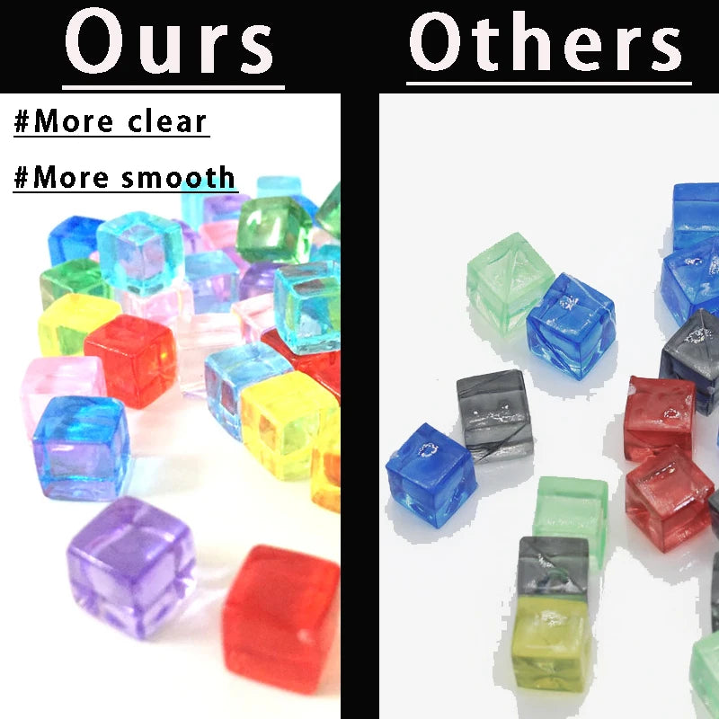 Transparent Cube Game Pieces Set – 50PCS Colorful Crystal Cubes