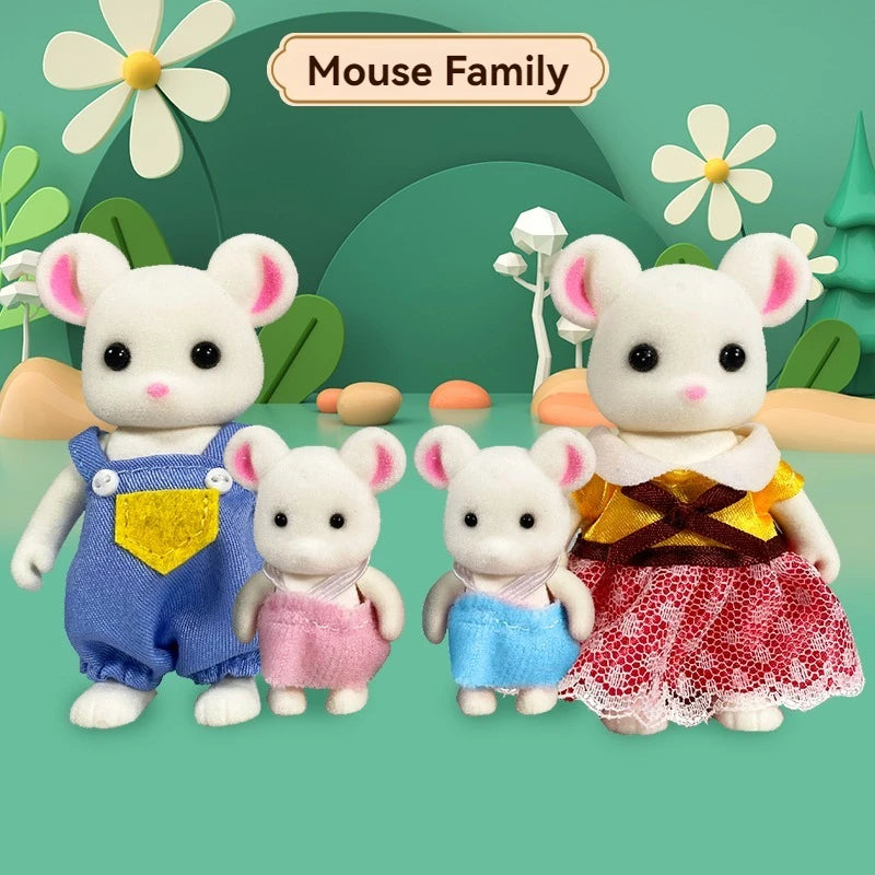 Forest Animal Dollhouse Accessories Mini Animal Family Set