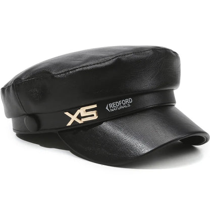 Women's Faux Leather Beret Retro Flat Top Painter Hat