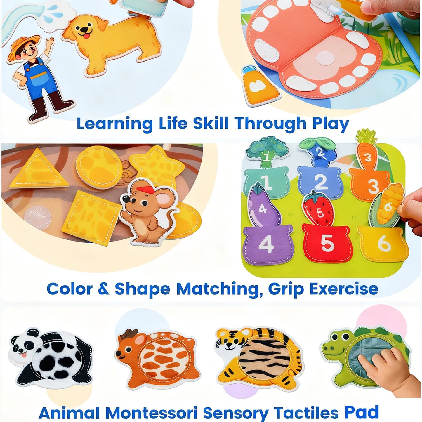Montessori Busy Book Giraffe Sensory Learning Quiet Toy