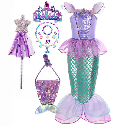 Little Mermaid Princess Costume Ariel Dress for Girls