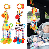 Baby Plush Rattle Toy with Teether Giraffe Zebra Handbell