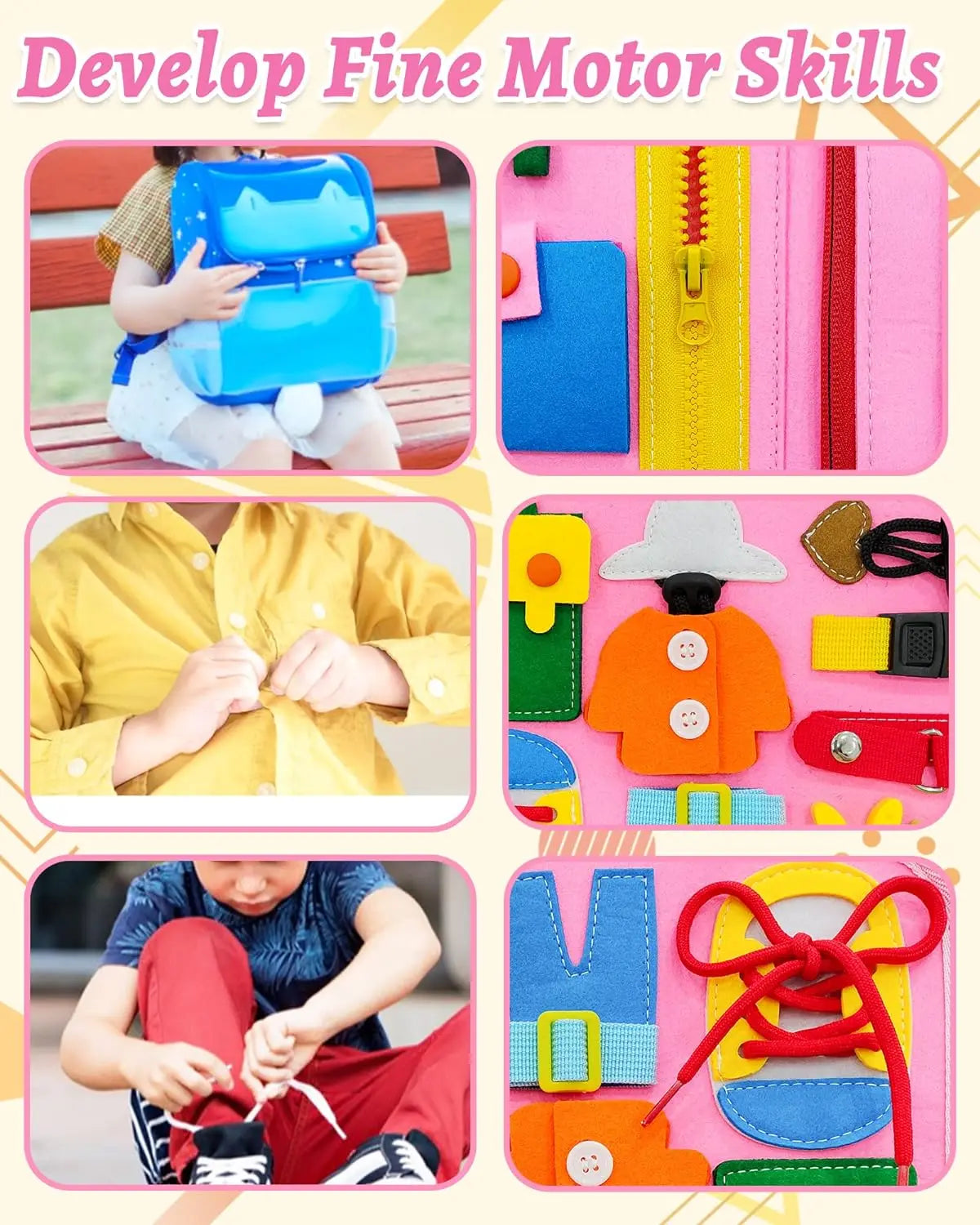 Toddler Busy Board Backpack Montessori Learning Activity Toy