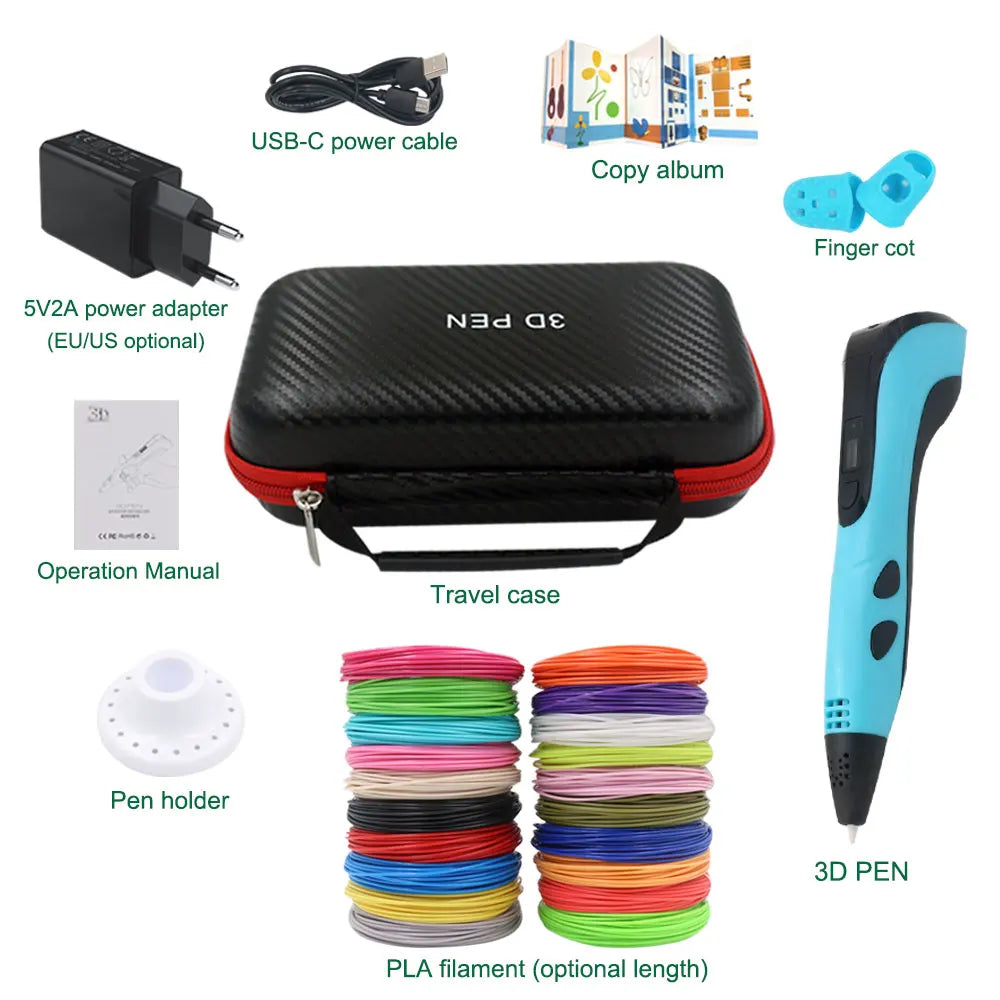 3D Printing Pen for Kids with LCD Screen & 200M PLA Filament