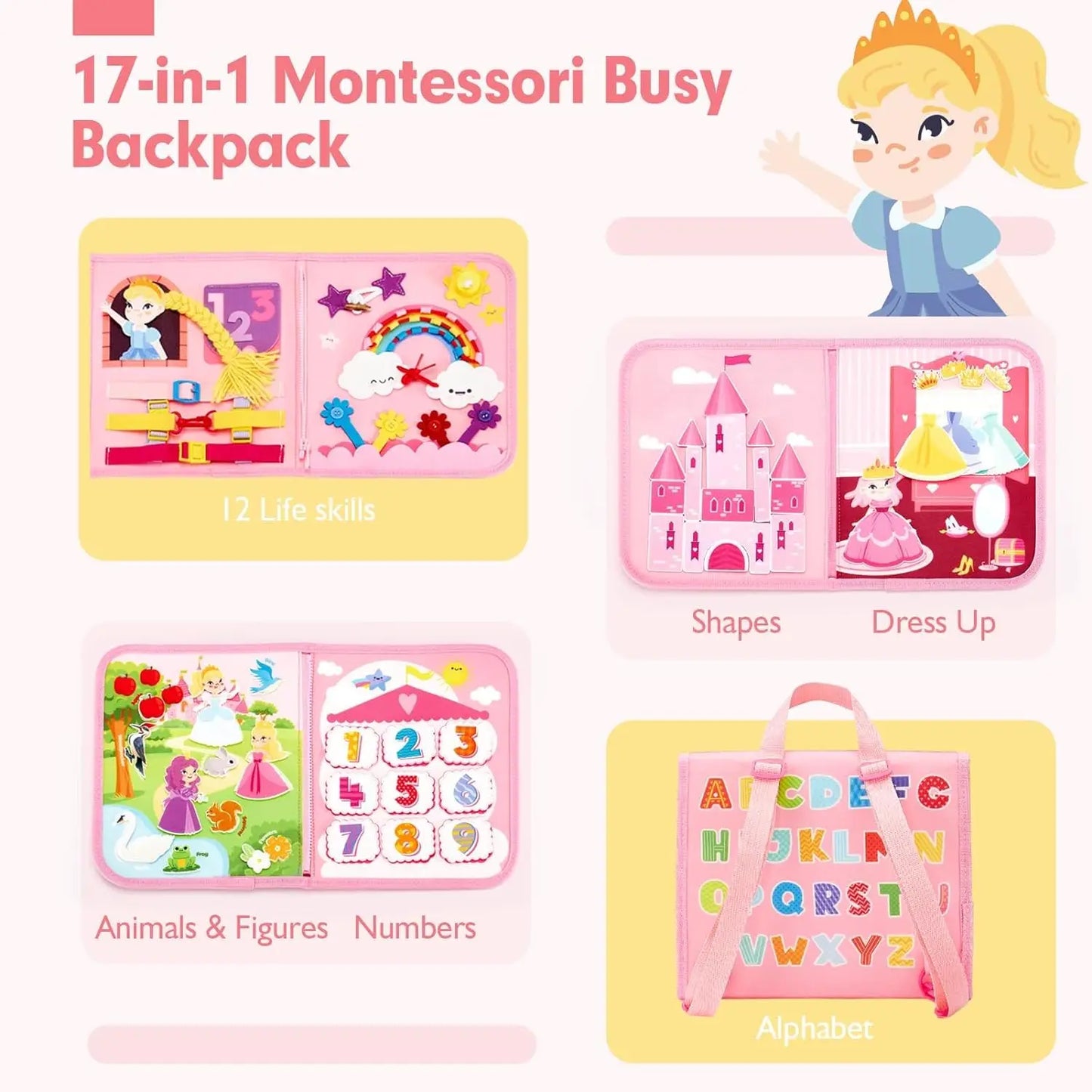 Toddler Busy Board Backpack Montessori Learning Activity Toy