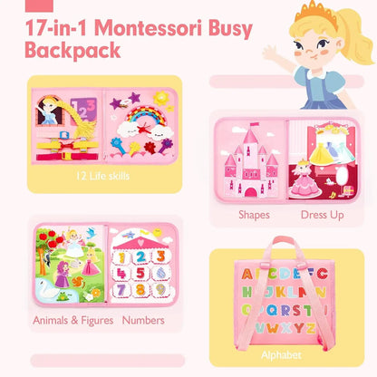 Toddler Busy Board Backpack Montessori Learning Activity Toy
