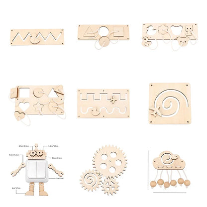 Montessori Busy Board Wooden Sensory Learning Toy