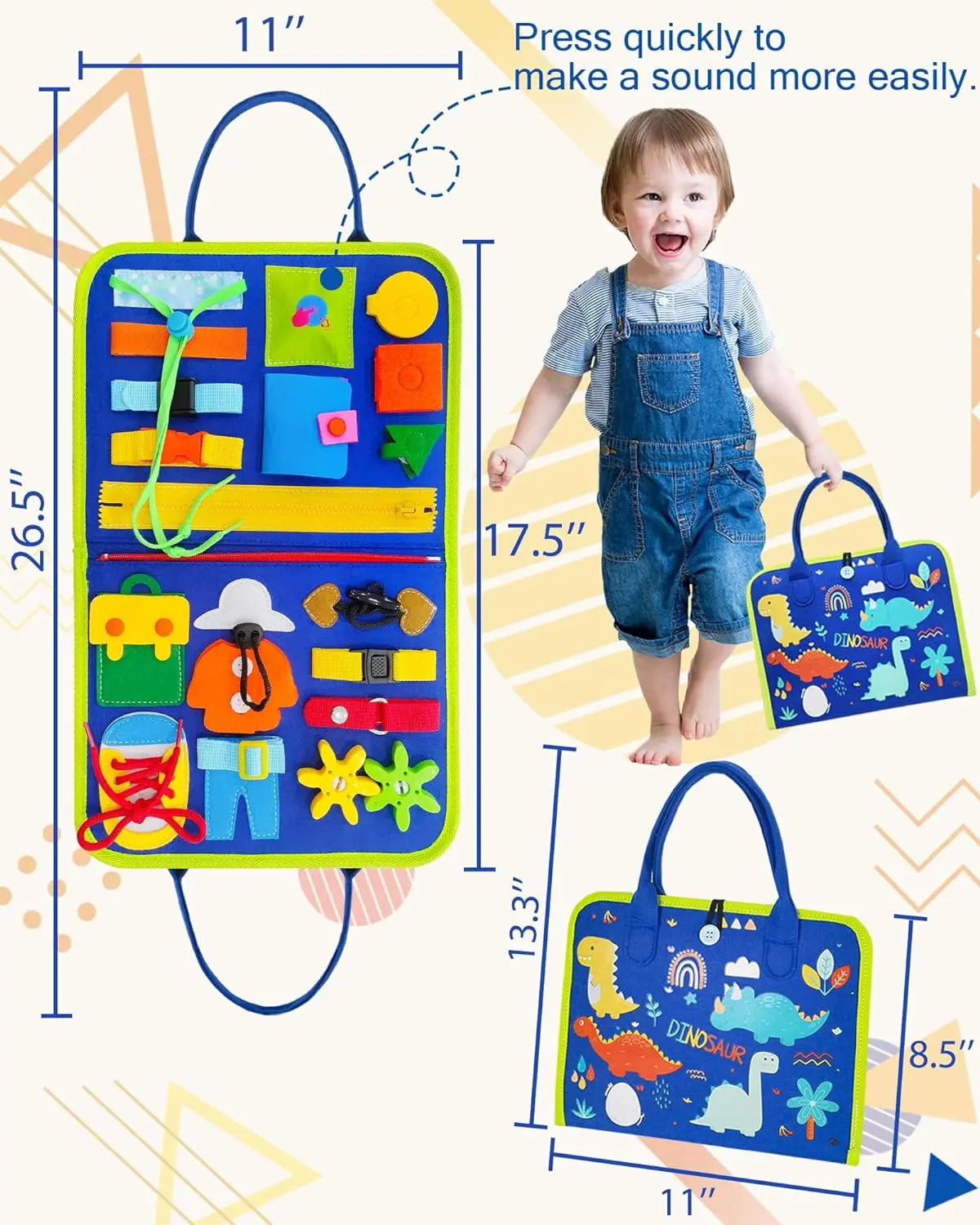 Toddler Busy Board Backpack Montessori Learning Activity Toy