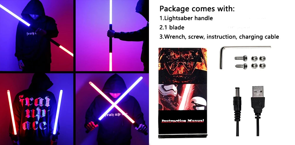 RGB Metal Lightsaber Rechargeable LED Light Sword