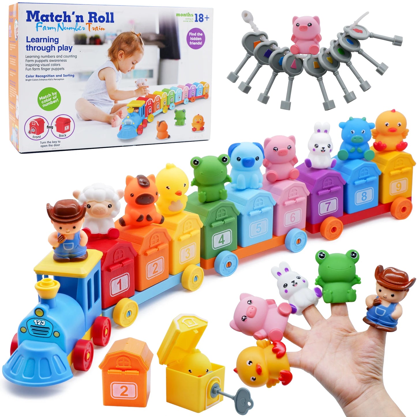 Montessori Farm Train Counting & Sorting Learning Toy Set