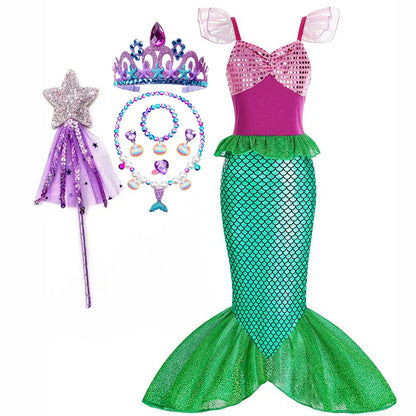Little Mermaid Princess Costume Ariel Dress for Girls