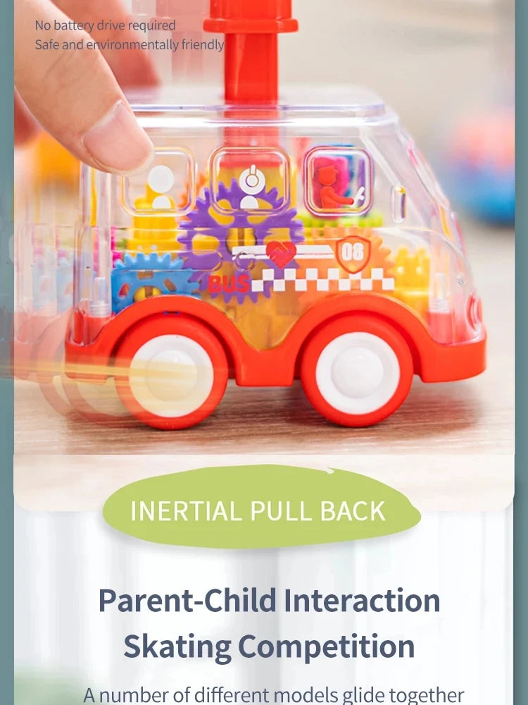 Transparent Gear Car Toy Inertia Push and Go Car for Kids