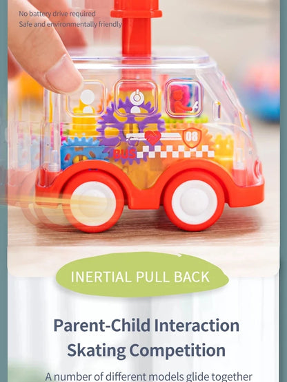 Transparent Gear Car Toy Inertia Push and Go Car for Kids