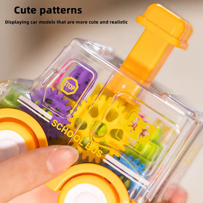 Transparent Gear Car Toy Inertia Push and Go Car for Kids