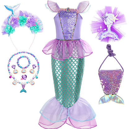 Little Mermaid Princess Costume Ariel Dress for Girls