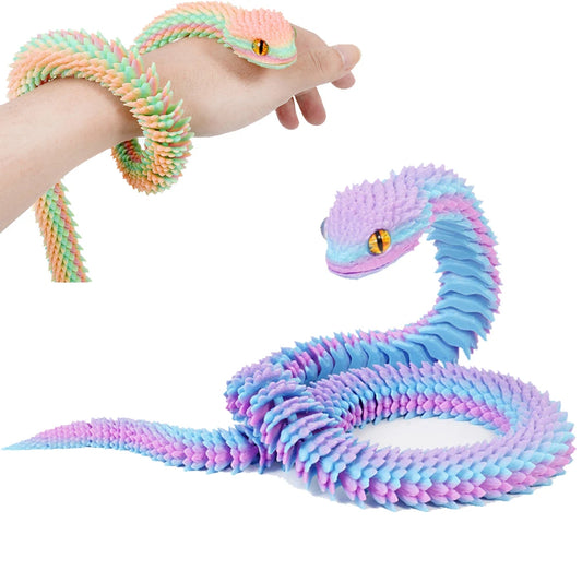 3D Printed Snake Figurine – Luminous Articulated Snake Decor