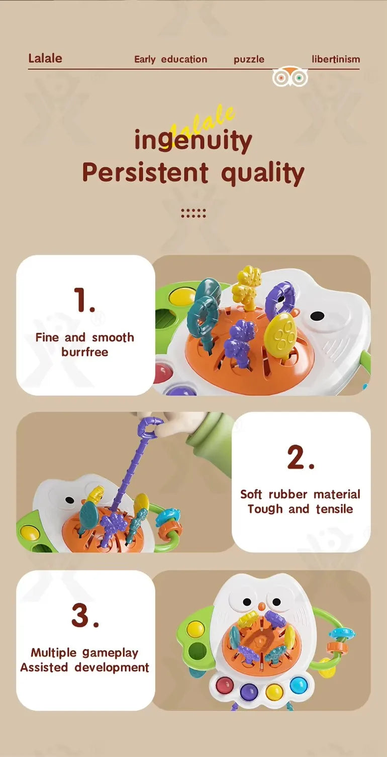 Pull String Sensory Toy Silicone Montessori Baby Teether