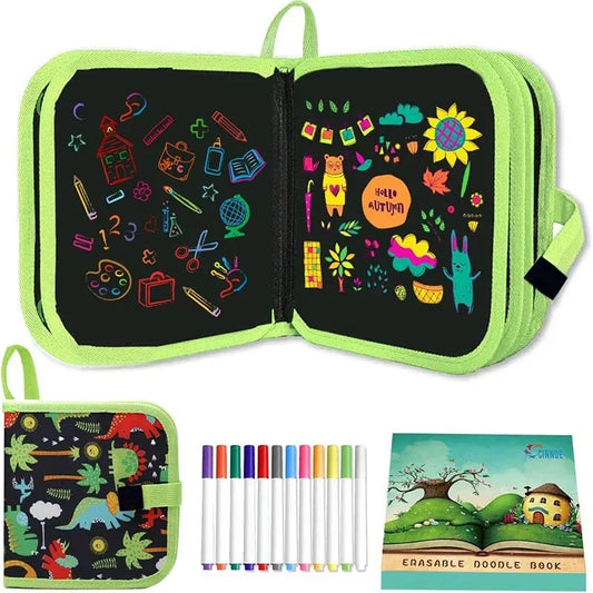 Reusable Doodle Book for Kids with 12 Watercolor Pens