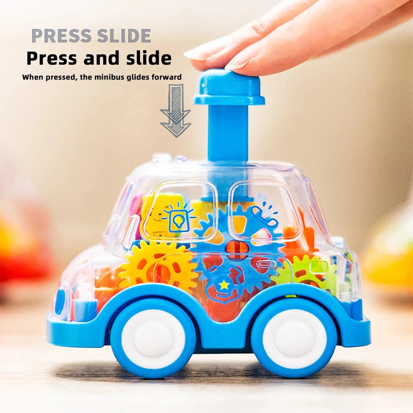 Transparent Gear Car Toy Inertia Push and Go Car for Kids