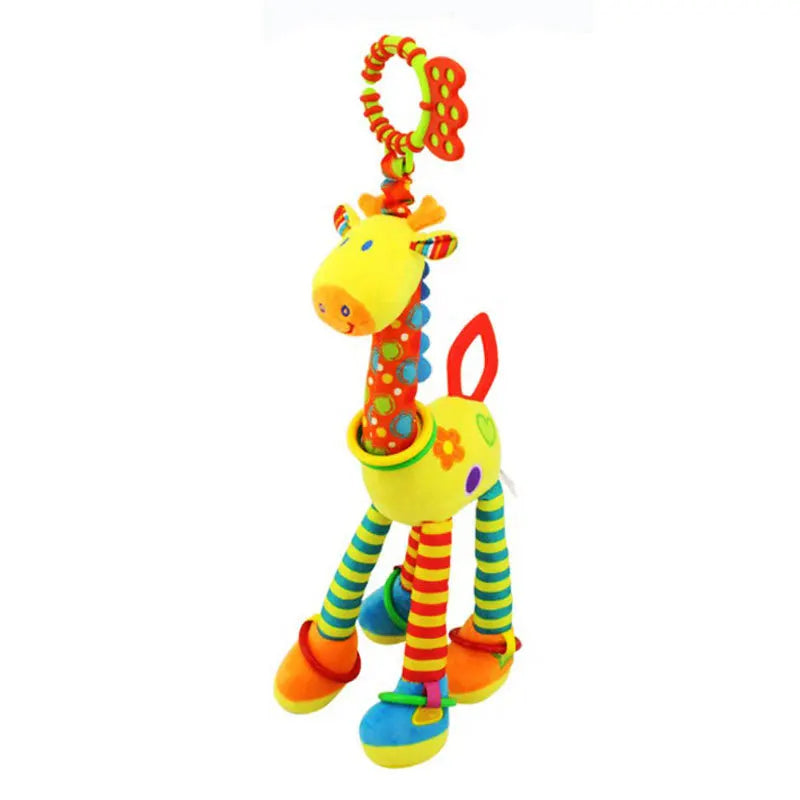 Baby Plush Rattle Toy with Teether Giraffe Zebra Handbell