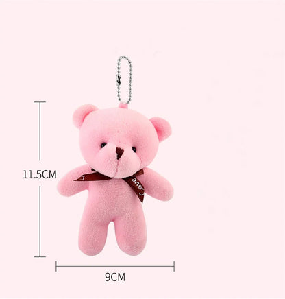 12cm Mini Teddy Bear Plush Keychain Bow Tie Pendant 10-Pack