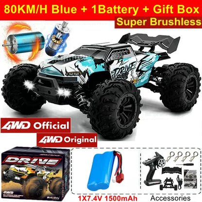 1:16 4WD High-Speed RC Monster Truck – 80KM/H Brushless Off-Road Racing Car