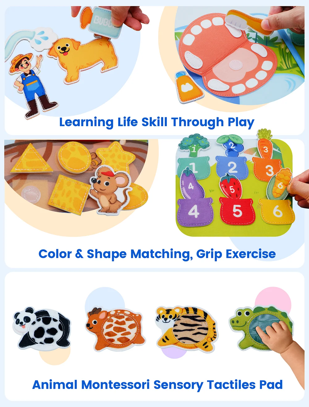 3D Farm Busy Board Montessori Felt Quiet Book for Toddlers