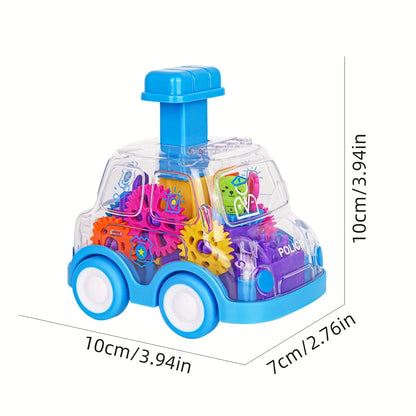 Transparent Gear Car Toy Inertia Push and Go Car for Kids