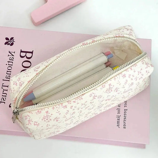 Floral Pencil Case Large Capacity Canvas Pen Bag