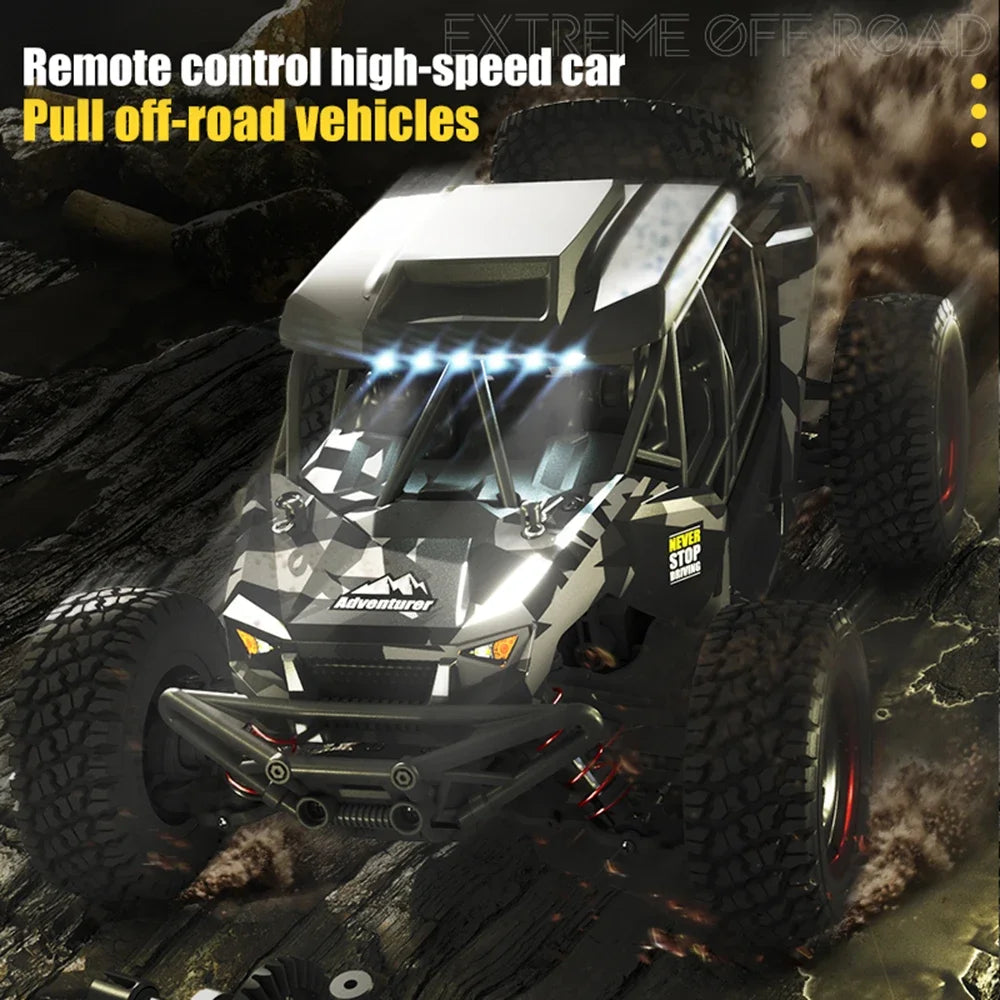 16106 1:16 4WD RC Monster Truck – 50KM/H High-Speed Off-Road Car with LED Lights