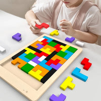 Wooden Tangram Puzzle Montessori Geometric Learning Blocks