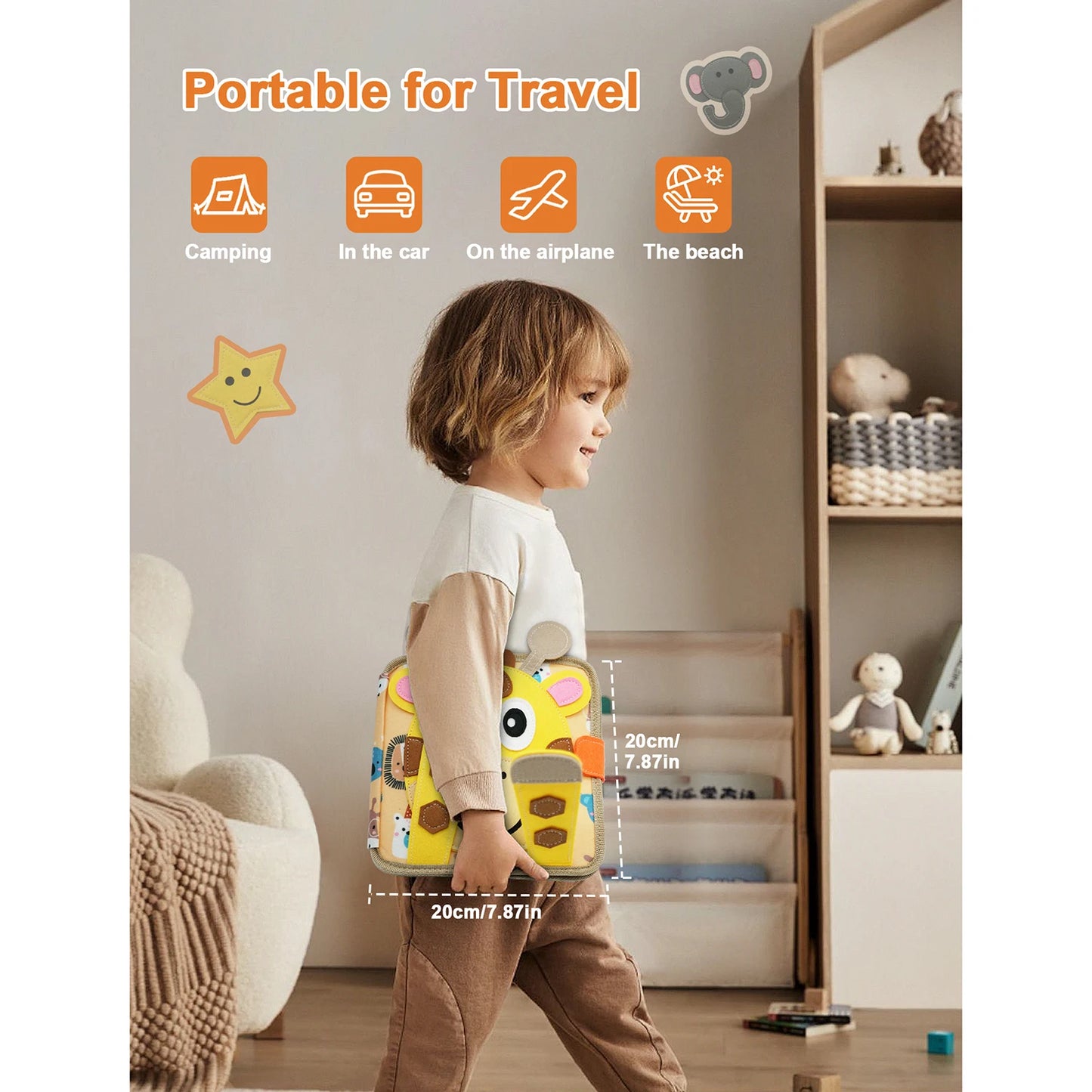 Montessori Busy Book Giraffe Sensory Learning Quiet Toy
