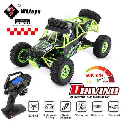 WLtoys 12428 1:12 4WD RC Off-Road Racing Car – 50KM/H High Speed Alloy Climbing Truck with LED Lights