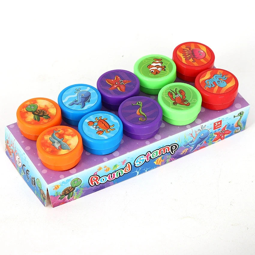 10PCS Kids Self Ink Stamps Set for DIY Crafts