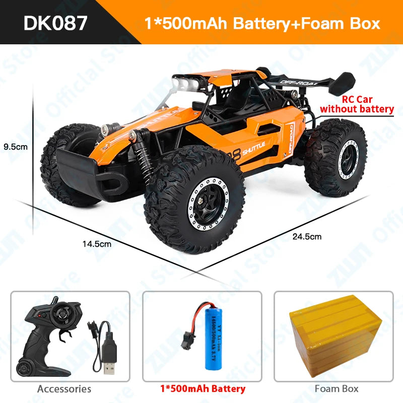 ZWN 1:16 RC Off-Road Car with LED Lights – 2.4GHz Remote Control Climbing Vehicle
