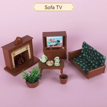 Forest Animal Dollhouse Accessories Mini Animal Family Set