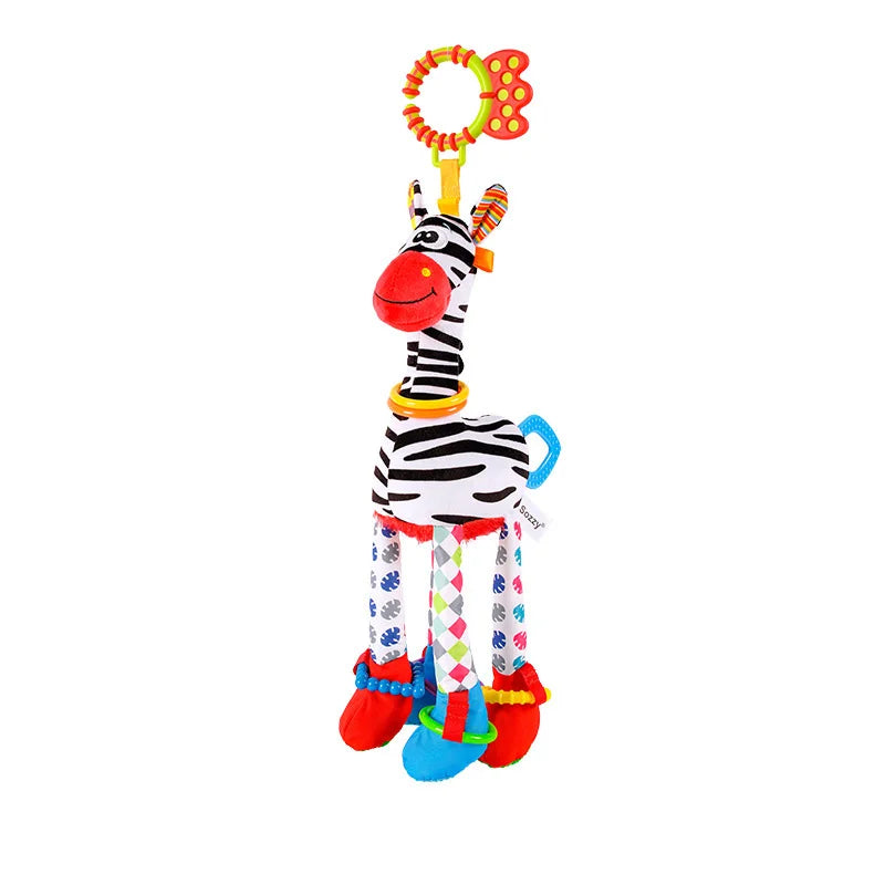 Baby Plush Rattle Toy with Teether Giraffe Zebra Handbell