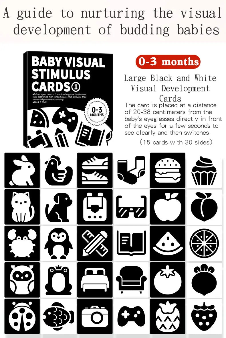 Baby Visual Stimulation Cards Montessori High Contrast Flash Cards