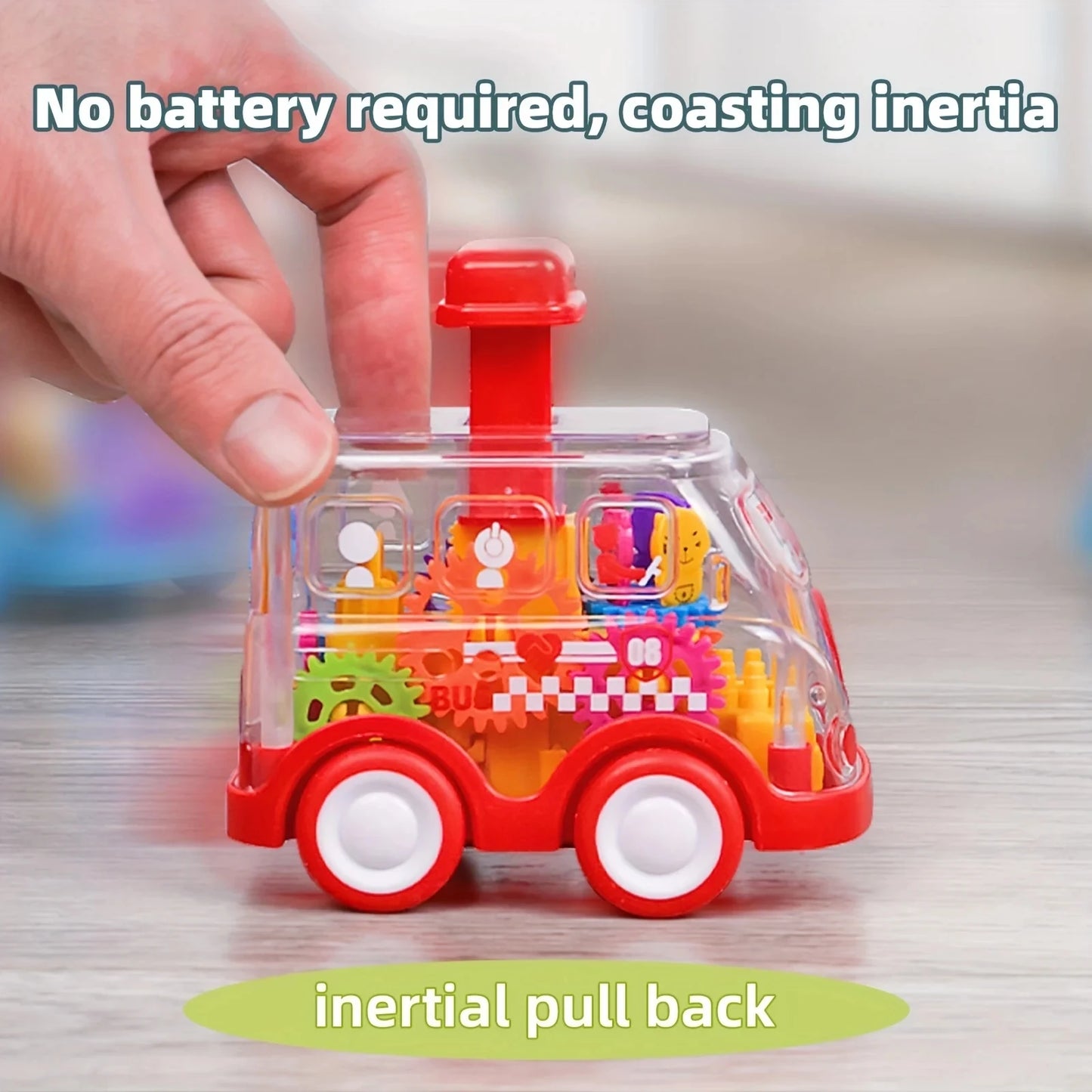 Transparent Gear Car Toy Inertia Push and Go Car for Kids