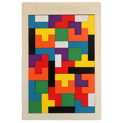 Wooden Tangram Puzzle Montessori Geometric Learning Blocks