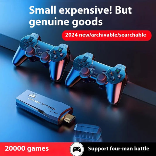 4K Retro Game Console Wireless Gaming Stick with Dual Controllers
