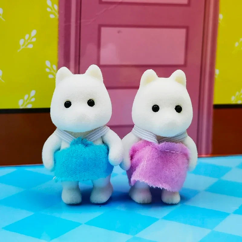 Forest Animal Dollhouse Accessories Mini Animal Family Set