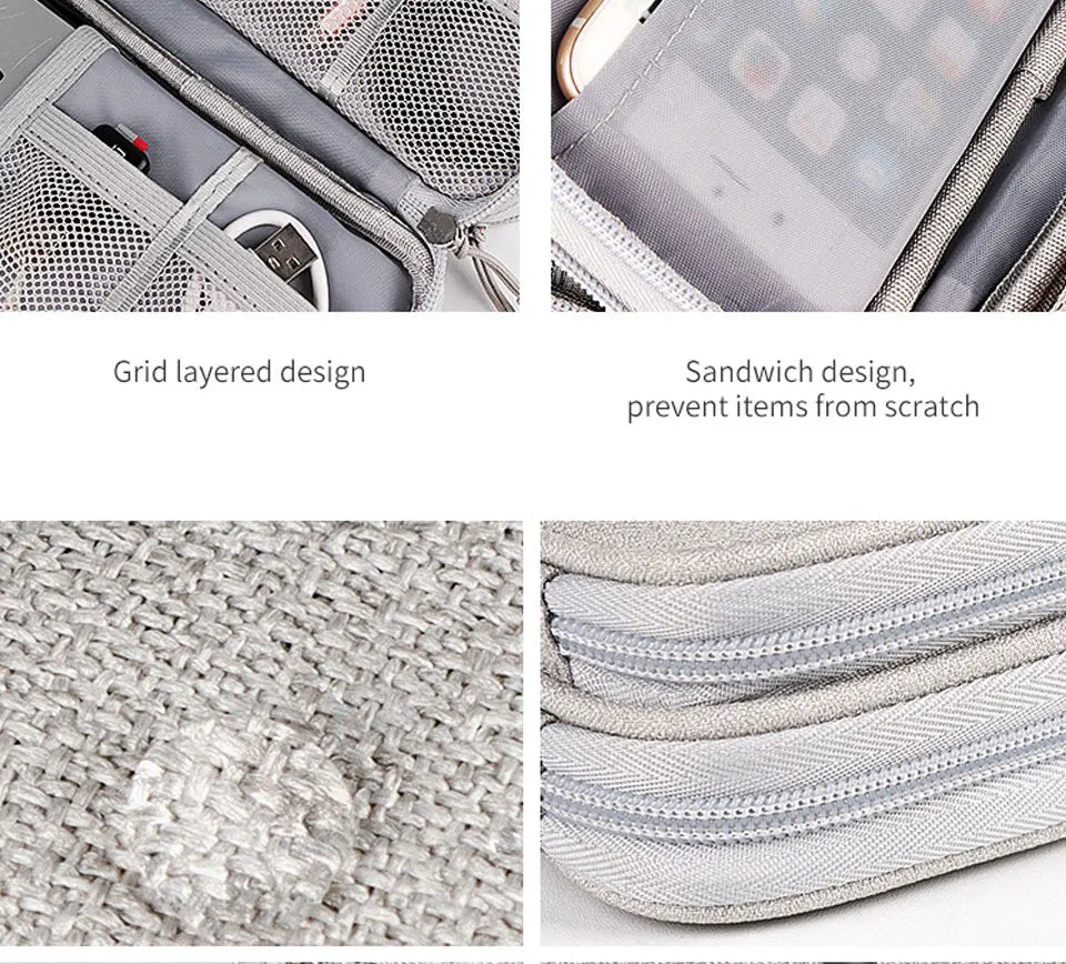 Electronic Cable Organizer Bag Waterproof Travel Storage Case