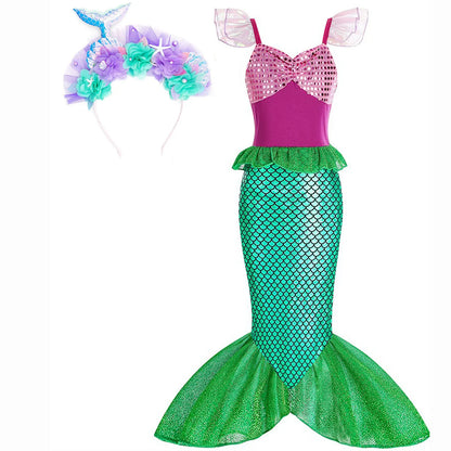 Little Mermaid Princess Costume Ariel Dress for Girls