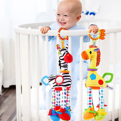 Baby Plush Rattle Toy with Teether Giraffe Zebra Handbell
