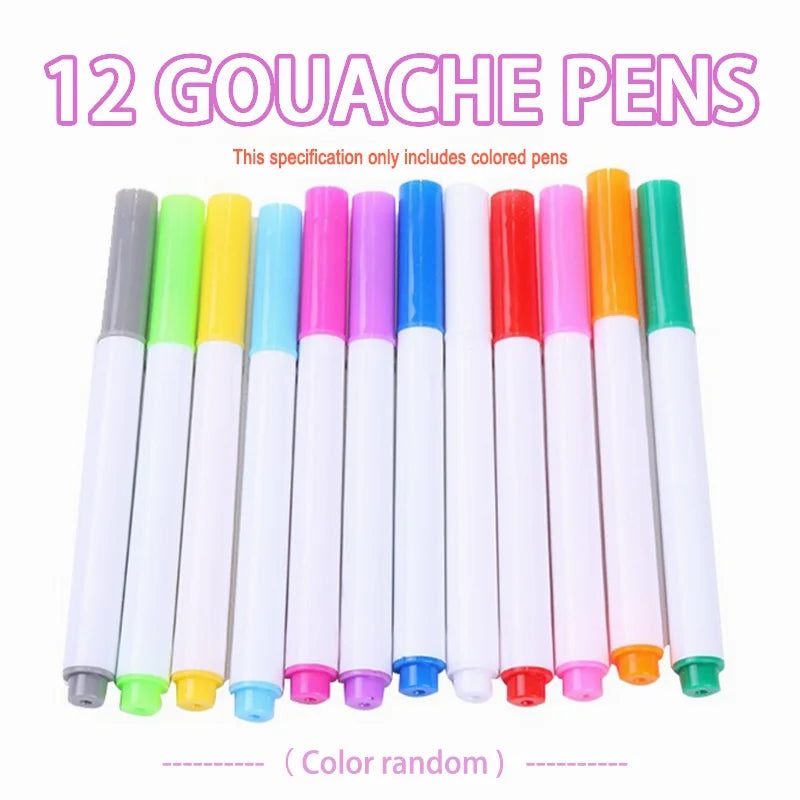 Reusable Doodle Book for Kids with 12 Watercolor Pens