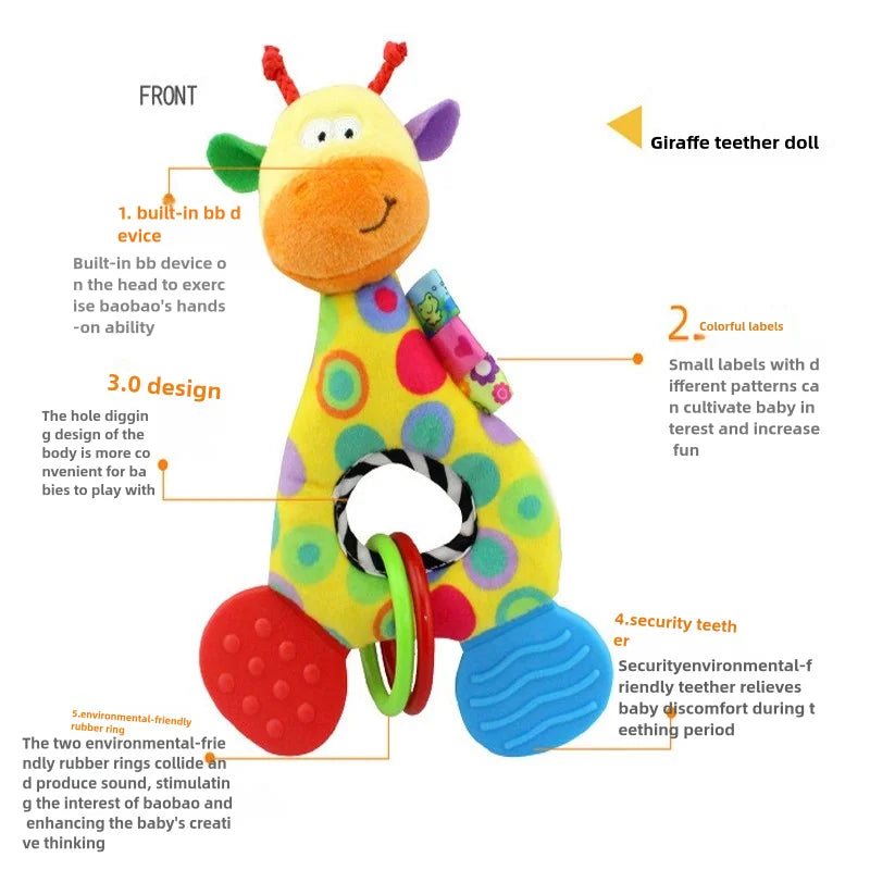 Giraffe Plush Baby Rattle & Teether Toy